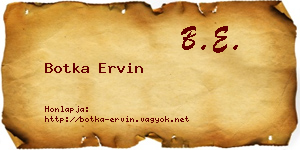 Botka Ervin névjegykártya